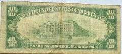 $10 Fed Reserve Bank NY NY Series 1929 Brown Seal National Currency Note.