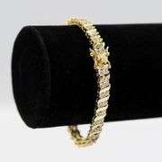 Ladies Sparkling 14 Kt Gold Plated Tennis Bracelet