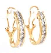 14kt Yellow gold 0.40ctw channel set diamond hoop earrings