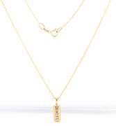 14kt Yellow gold diamond accent bar pendant on chain