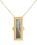 New Doves by Doron Paloma Quartz MOP and 0.50ctw Diamond Frame Pendant Necklace in 18K