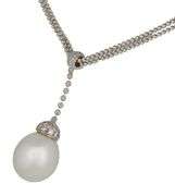 15.0MM South Sea Pearl and 0.50ctw Diamond Bail Triple Strand Pendant Necklace in 18K
