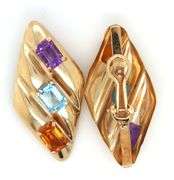 Modern Colorful 14k YG Clip On Earrings
