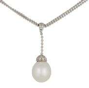 15.0MM South Sea Pearl and 0.50ctw Diamond Bail Triple Strand Pendant Necklace in 18K