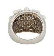 0.55ctw Diamond and Seed Pearl Honeycomb Dome Ring in 18K
