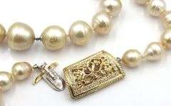 Baroque pearl and diamond graduated necklace