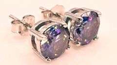 4 Ctw Russian Color Change Lab Created Alexandrite Earrings