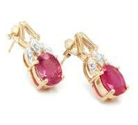 14kt Yellow gold 2.41ctw oval ruby and diamond accent stud earrings