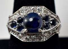 Absolutely Stunning 14K White Gold Blue Sapphire Gemstone and Diamond Ring