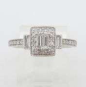 Baguette & Round Diamond Ring in White Gold