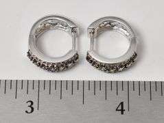 Sparkling 14K White Gold Diamond Huggie Hoop Earrings