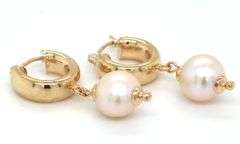 14kt Yellow gold pearl drop earrings