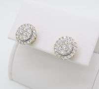 1.10CTW Diamond Cluster Stud Earrings