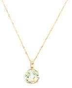 14kt Yellow gold round Prasolite pendant on chain