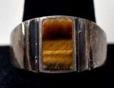 Sterling Silver Tiger's Eye Gemstone Men's Ring