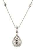 1.15ctw Round Diamond Pear Shaped Double Frame Pendant Necklace in 14K
