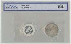 Near Gem 1923 Original GSA NGC MS64 Peace Silver Dollar SOFT PACK