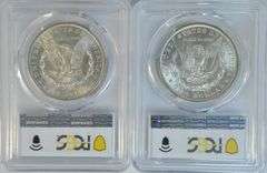 Satiny-white Gem BU 1884-O & 1885-O Morgan Silver Dollars. PCGS MS65