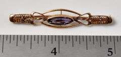 Vintage 10k Yellow Gold Amethyst Gemstone Brooch