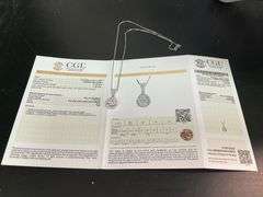 CERTIFIED 14K WHITE GOLD NECKLACE WITH DIAMOND PENDANT