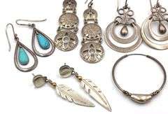 Vintage Mexican 925 Sterling Silver Earrings Lot