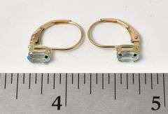 Simply Elegant 10K Yellow Gold Blue Topaz Gemstone Dangle Earrings