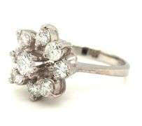14kt White gold 1.20ctw diamond cluster ring