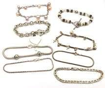 Group lot of 8 vintage 925 sterling silver bracelets