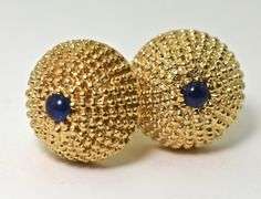 Elegant 14K Yellow Gold Cufflinks with Sapphires