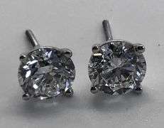 14K White Gold Round Brilliant Cut Lab Diamond Studs