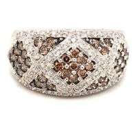 18kt White gold 1ctw brown and white diamond X ring