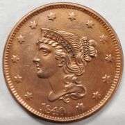 Scarce Uncirculated 1840 Braided Hair Large Cent. Fully struck, lightly cleaned