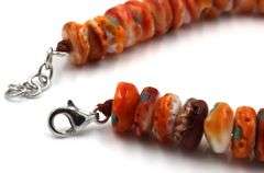 925 Sterling Silver Orange Spiny Oyster Bracelet