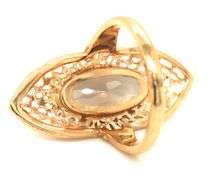 10kt Yellow gold marquise smokey quartz ring