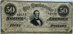 $50 CSA Note Feb 17 1864 Series.