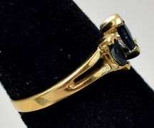 Simply Beautiful 10K Yellow Gold Blue Sapphire and Diamond Ring
