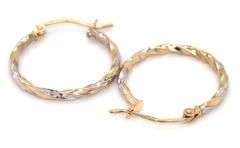 14kt Two tone gold twisted hoop earrings