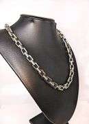 Huge 65.8 Gram 14 Kt White Gold Plated Rolo Box Link Necklace