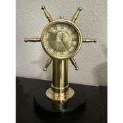Brass Ship Wheel Compass & Clock