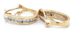 14kt Yellow gold 0.40ctw channel set diamond hoop earrings