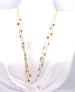 14kt Yellow gold double row multi stone necklace