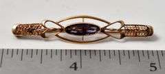 Vintage 10k Yellow Gold Amethyst Gemstone Brooch