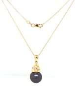14kt Yellow gold 12mm Fresh water pearl and diamond accent pendant on chain