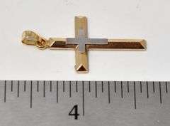 Stunning 14K Yellow and White Gold Cross Pendant