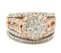 10kt White gold diamond cluster wedding set