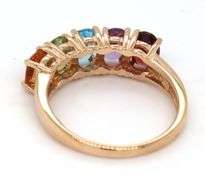 14kt Yellow gold oval 5 multi color gemstone band