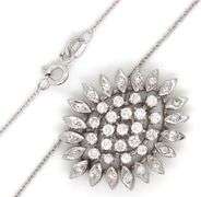 14kt White gold 1.20ctw diamond cluster pendant on chain