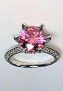Ladies Sparkling 5 Ct Bright Pink Simulated Lab Diamond  Ring