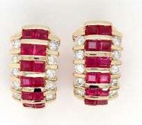 14kt Yellow gold 3.30ctw Ruby and diamond earrings