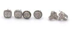 3 Pairs of 925 sterling silver diamond stud earrings